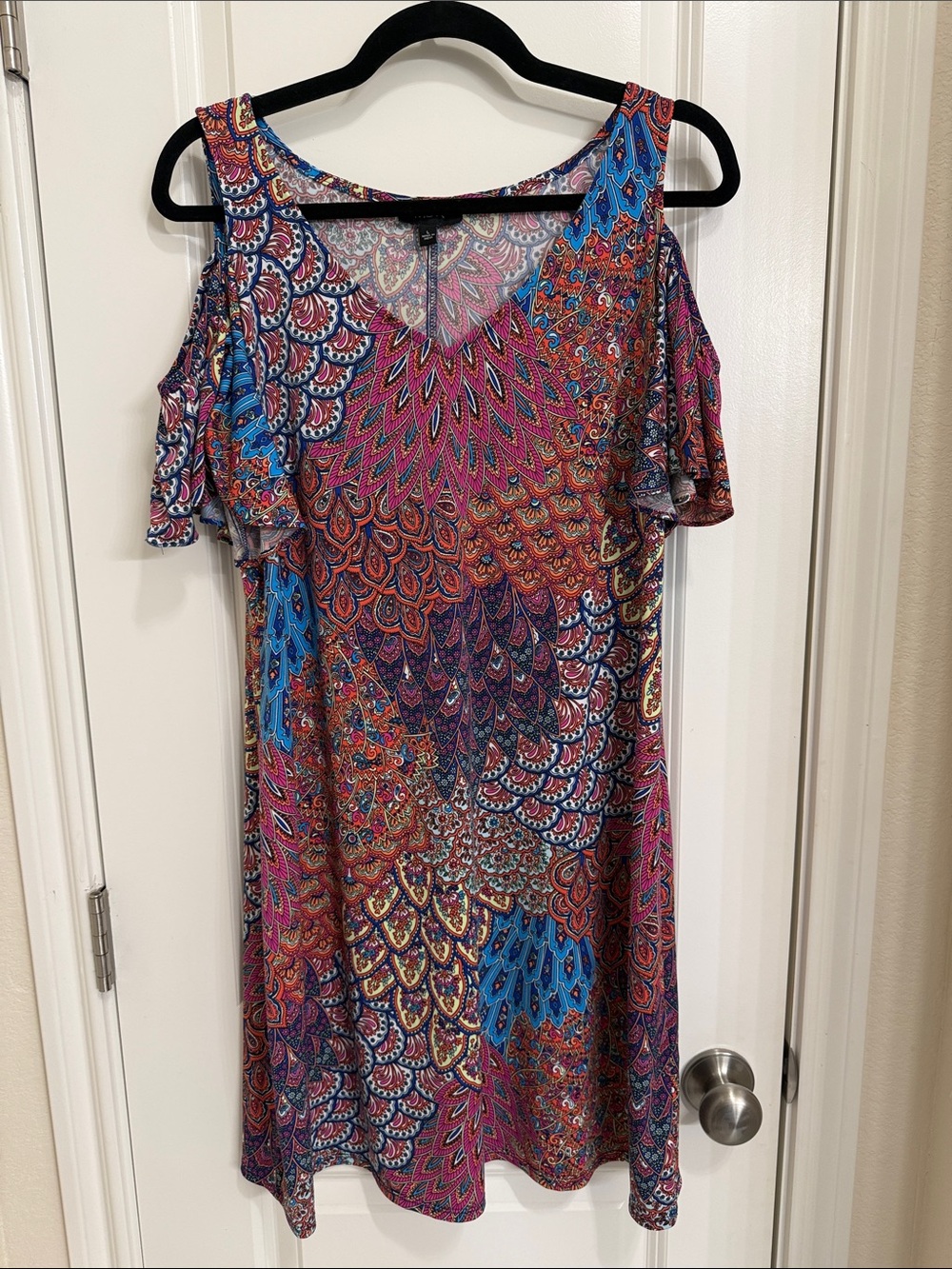 Vibrant Multicolor Flutter-Sleeve Dress